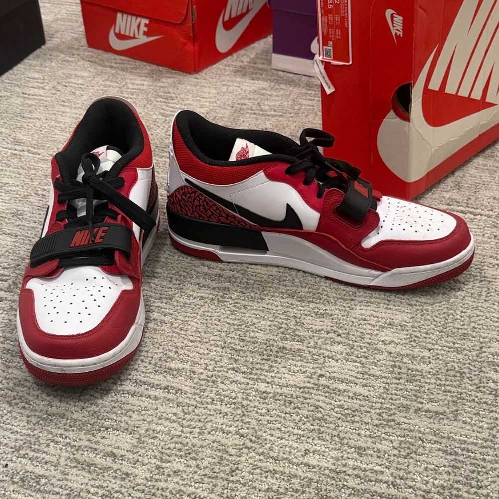 Jordan 312 bred.  Red Black and White Size 12.5 like new.